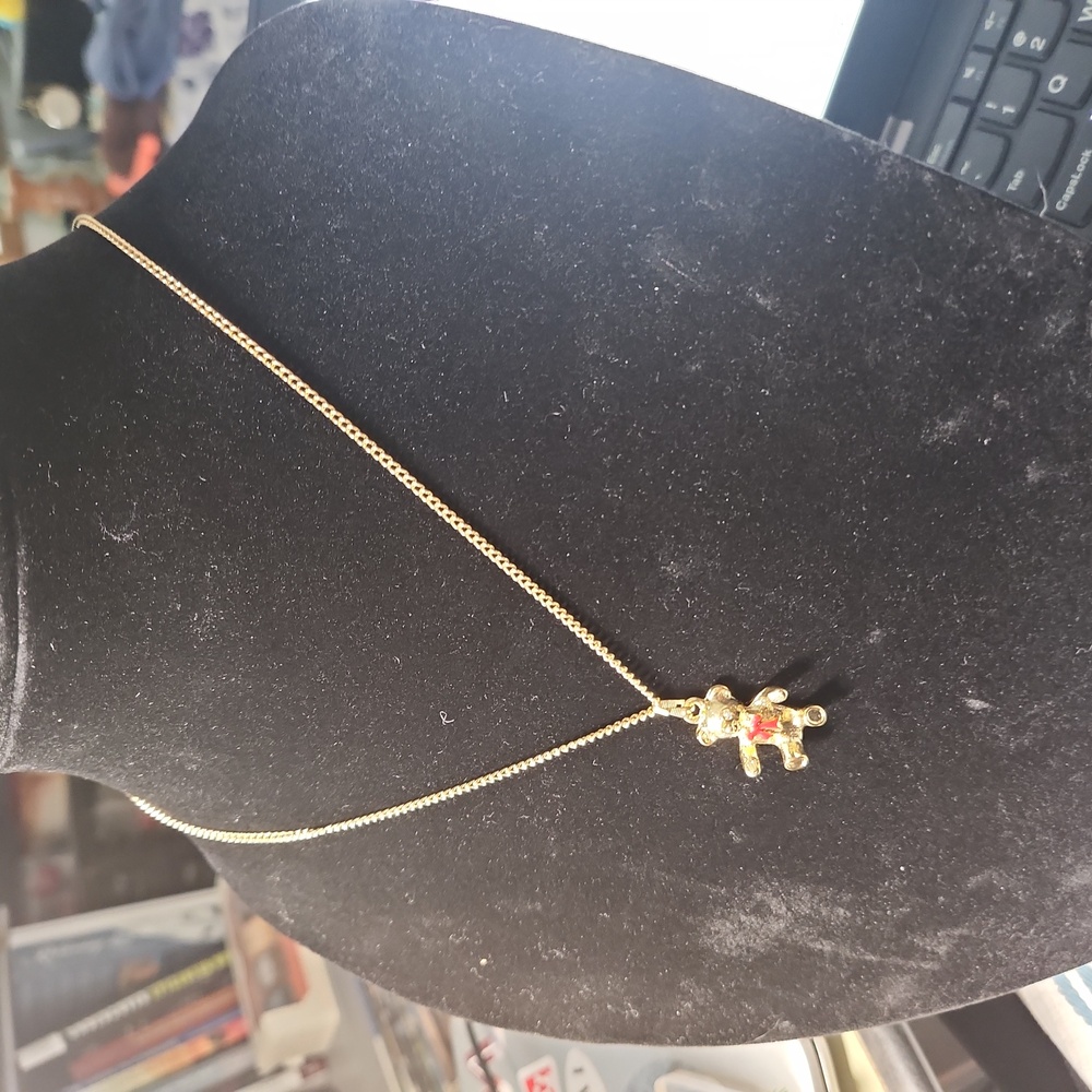 Girls Gold Teddy Bear Pendant Necklace